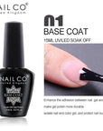 NAILCO Soak-Off Gel Nail Polish – Salon Color, Base & Top Coat (15ml)