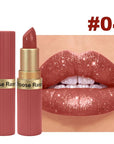 Starlight Shimmer Lipstick coral shade with golden glitter