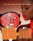Flexible silicone LED mask fitting face and neck