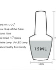 NAILCO Soak-Off Gel Nail Polish – Salon Color, Base & Top Coat (15ml)
