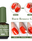 Magic Gel Polish Remover bottle shown with a gel manicure