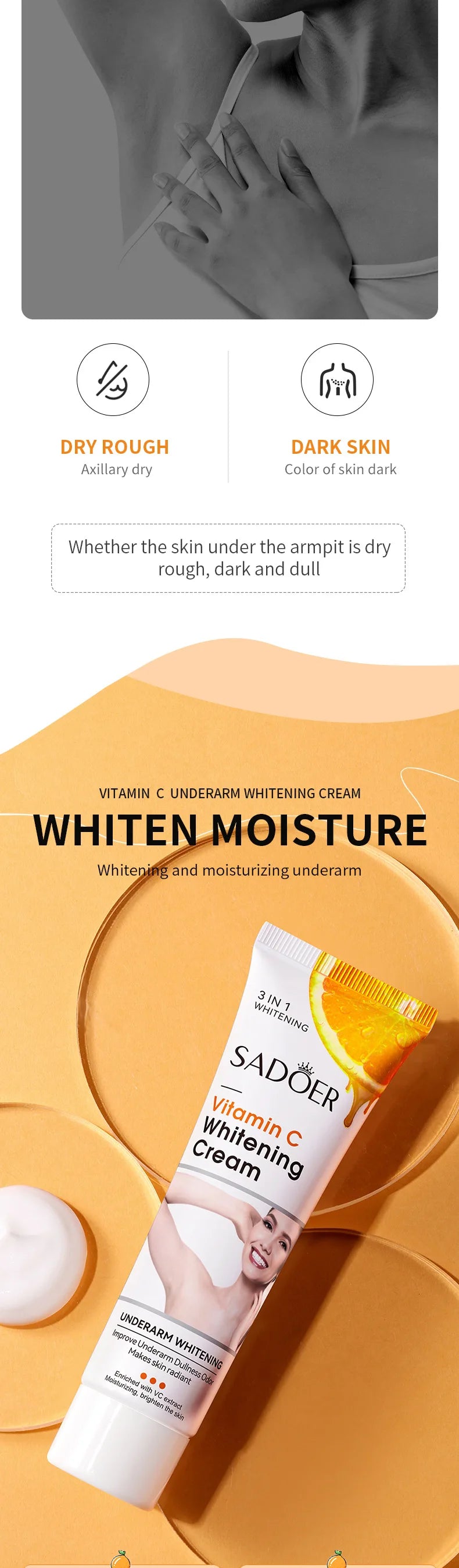 SADOER Vitamin C Brightening Body Lotion - Moisturizing, Smoothing & Anti-Drying Cream