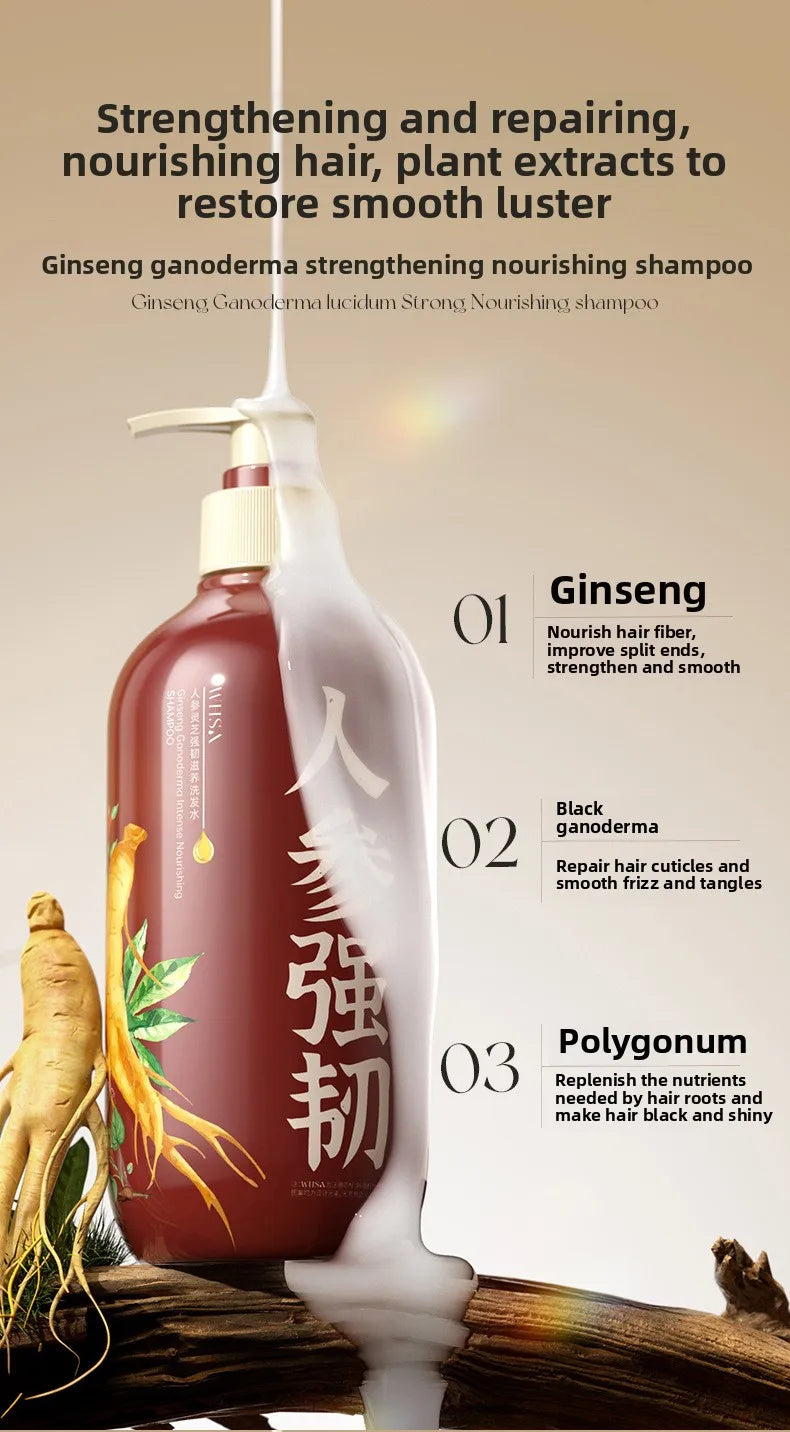 500ml Ginseng & Ganoderma Shampoo | Deep Cleansing & Anti-Loss | Fluffy Hair