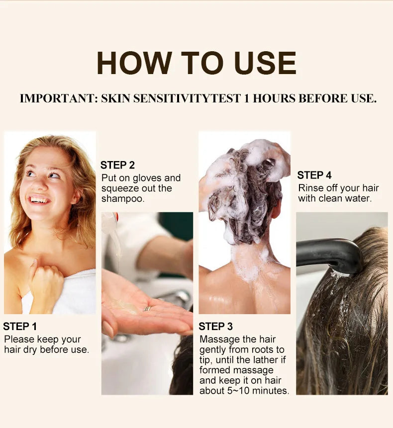 3-in-1 Hair Dye Natural Polygonum Multiflorum Darkening Shampoo for Men & Women