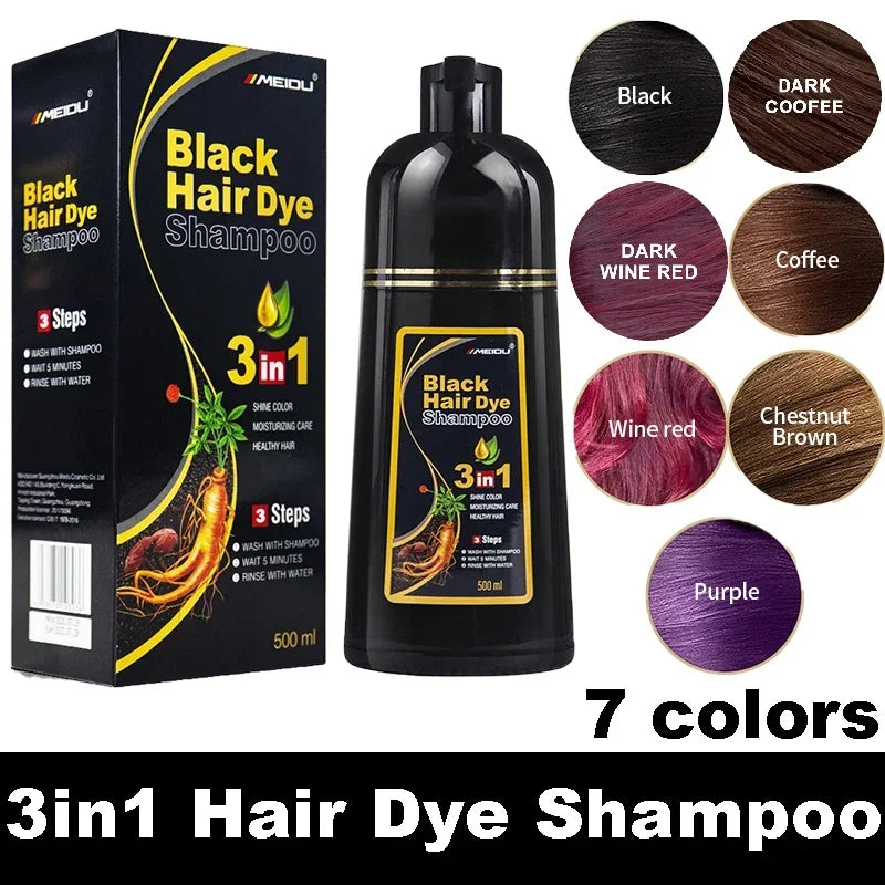 3-in-1 Hair Dye Natural Polygonum Multiflorum Darkening Shampoo for Men & Women