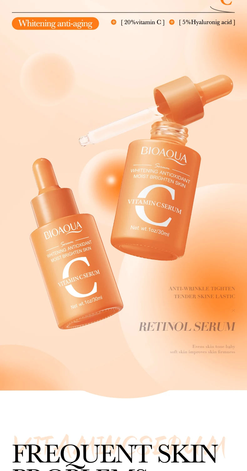 BIOAQUA Vitamin C & Retinol Serum – Brightening, Hydrating, Anti-Aging Skincare