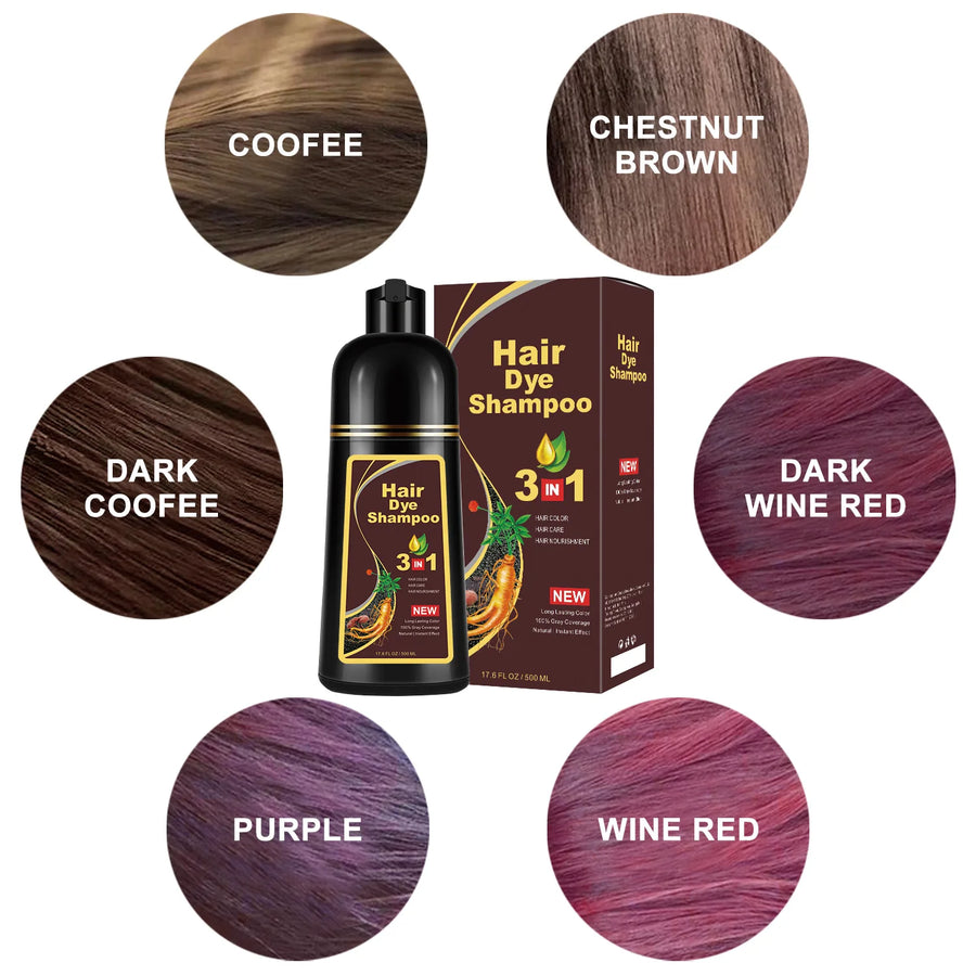 3-in-1 Hair Dye Natural Polygonum Multiflorum Darkening Shampoo for Men & Women