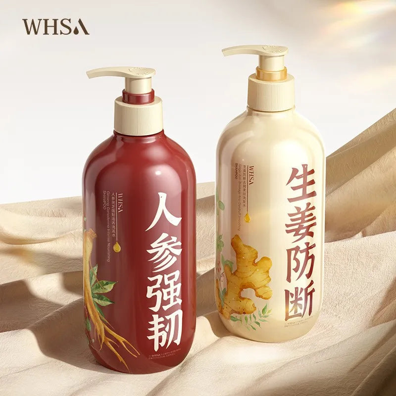 500ml Ginseng & Ganoderma Shampoo | Deep Cleansing & Anti-Loss | Fluffy Hair