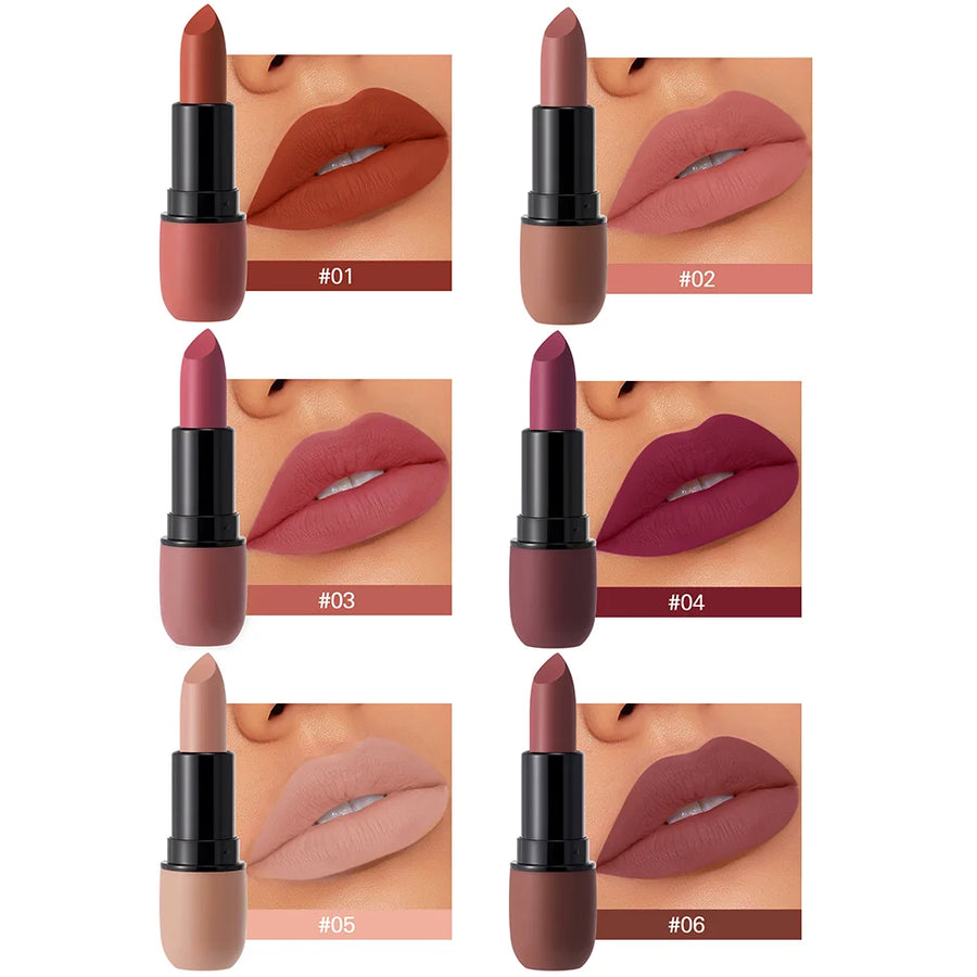 6 Pcs Matte Velvet Lipstick Set